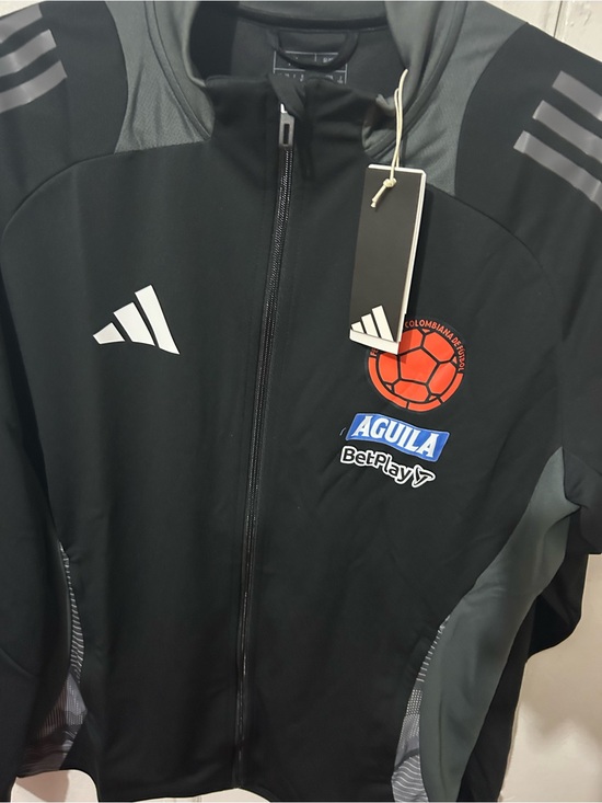 adidas Other - adidas Black Track Jacket with Red Crest and White Logos